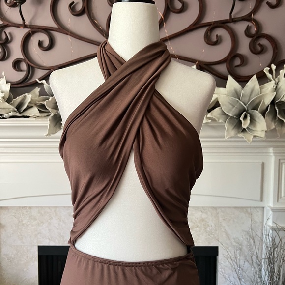 Bodycon Criss Cross Halter Mini Dress, NWOT, Size Large - Picture 7 of 12